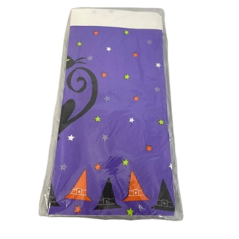 Vintage 2002 Target Halloween Black Cat Purple Paper Table Cloth 54" x 102"